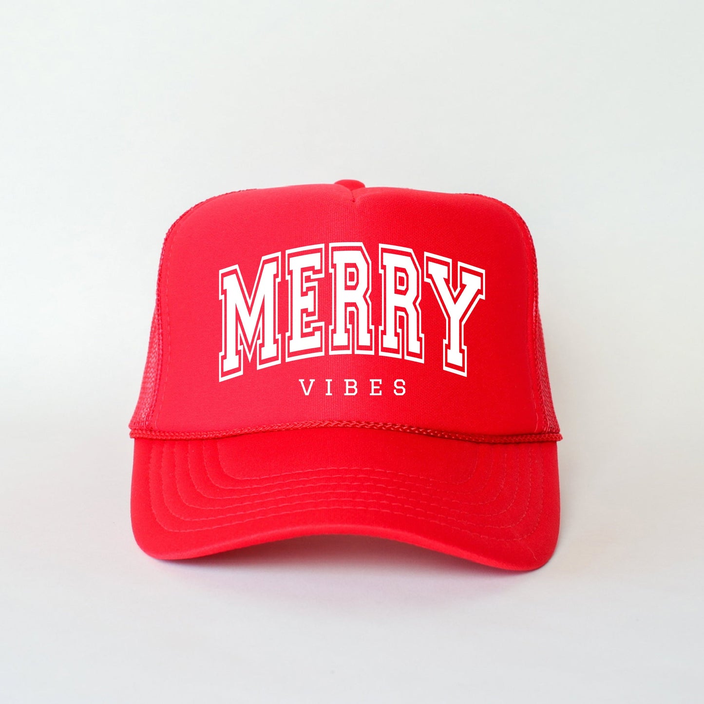 Merry Vibes Varsity Thick Outline | Foam Trucker Hat