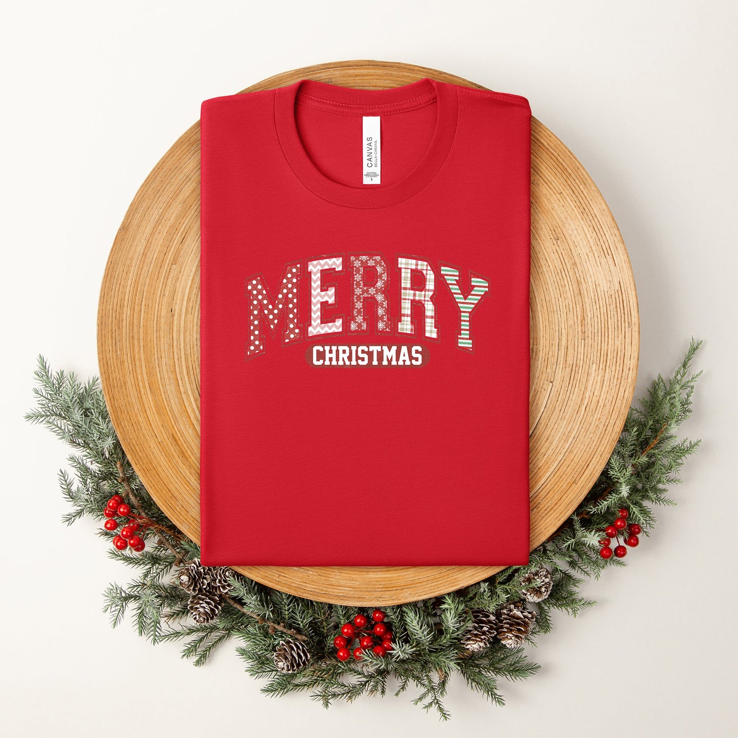 Merry Christmas Varsity | Short Sleeve Crew Neck