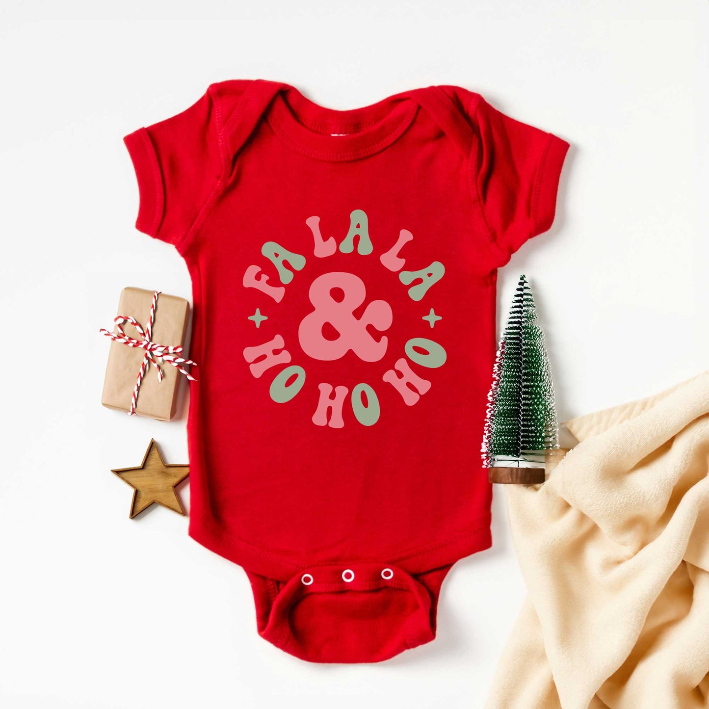 Fa La La And Ho Ho Ho | Baby Graphic Short Sleeve Bodysuit