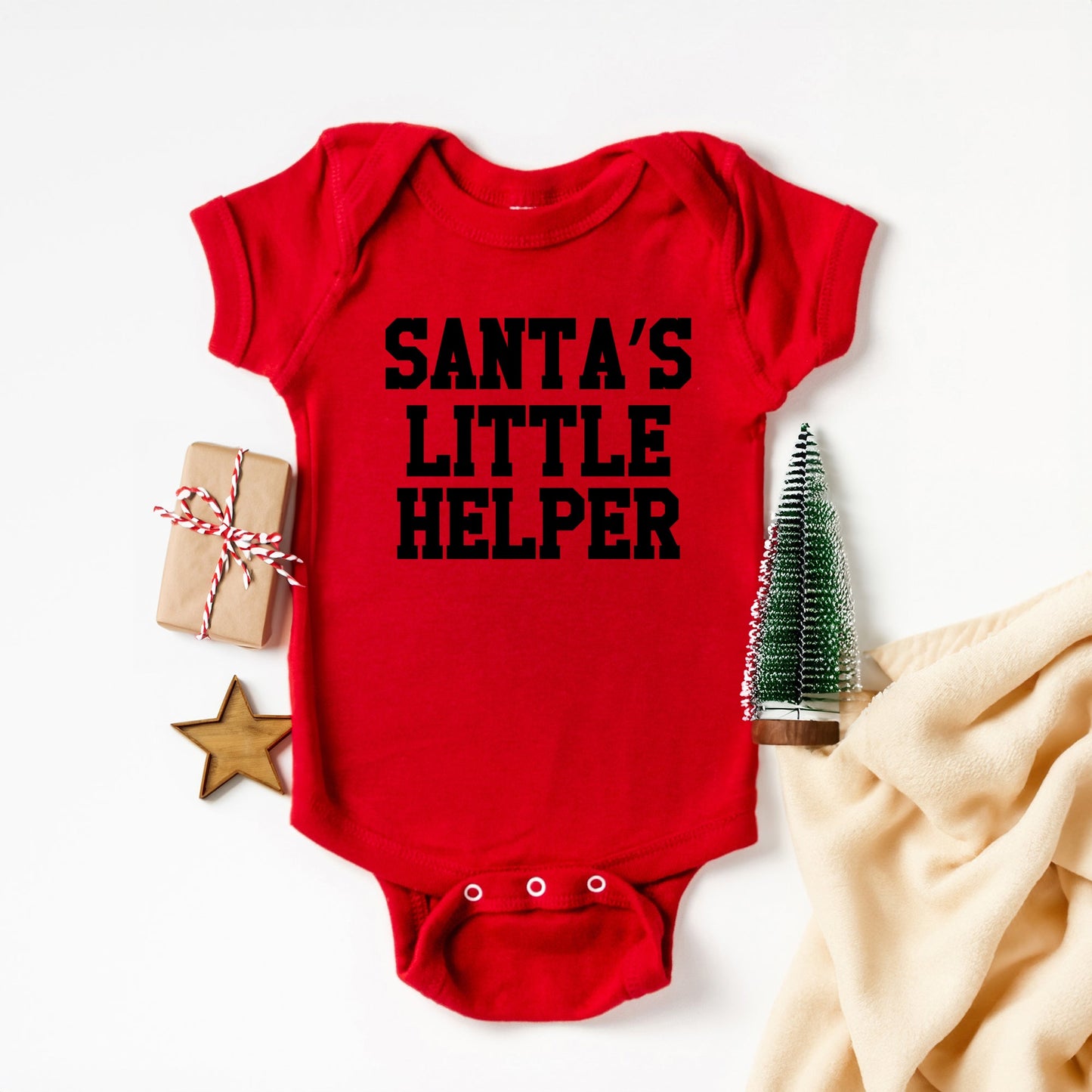 Santa's Little Helper Words | Baby Graphic Short Sleeve Bodysuit
