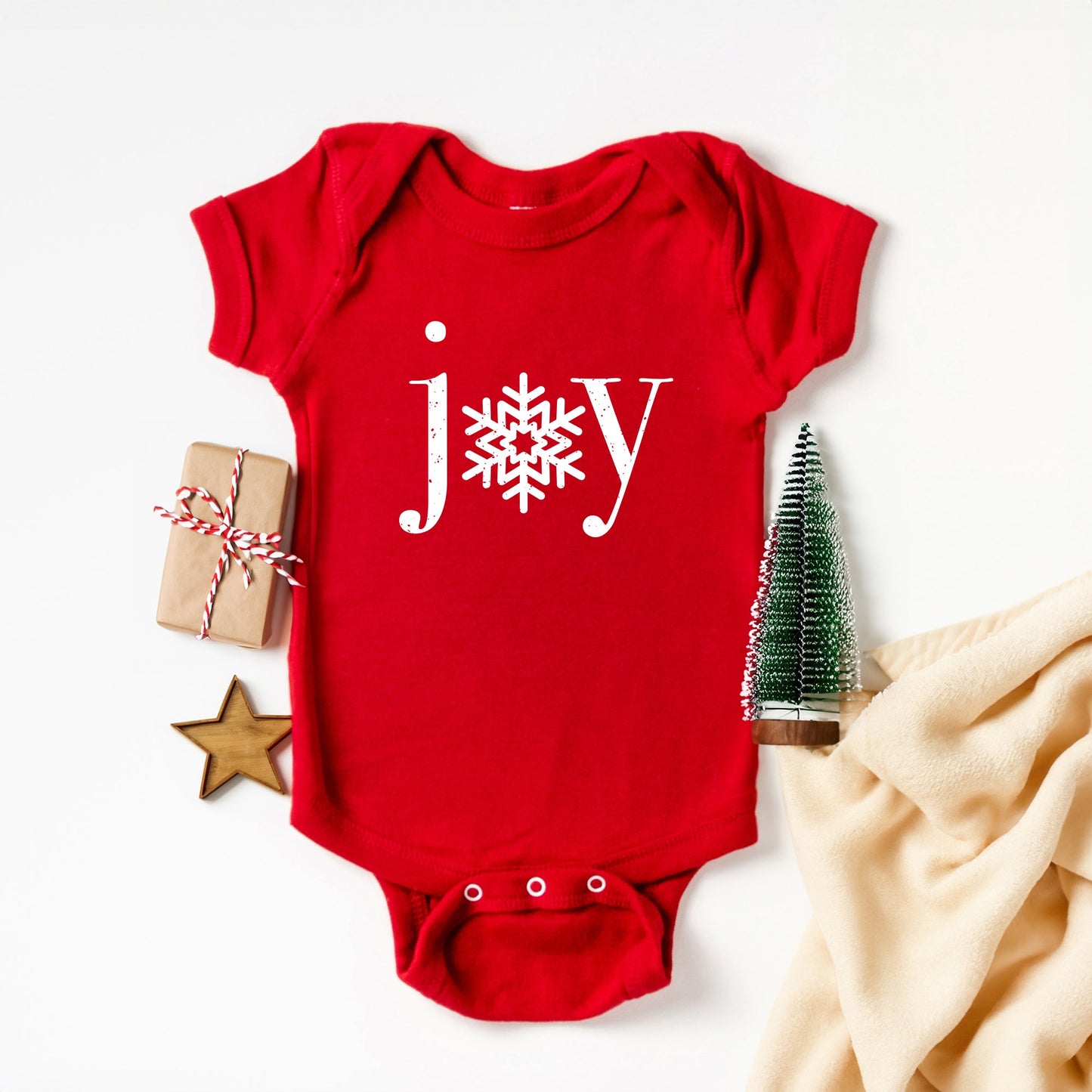 Joy Snowflake | Baby Graphic Short Sleeve Bodysuit