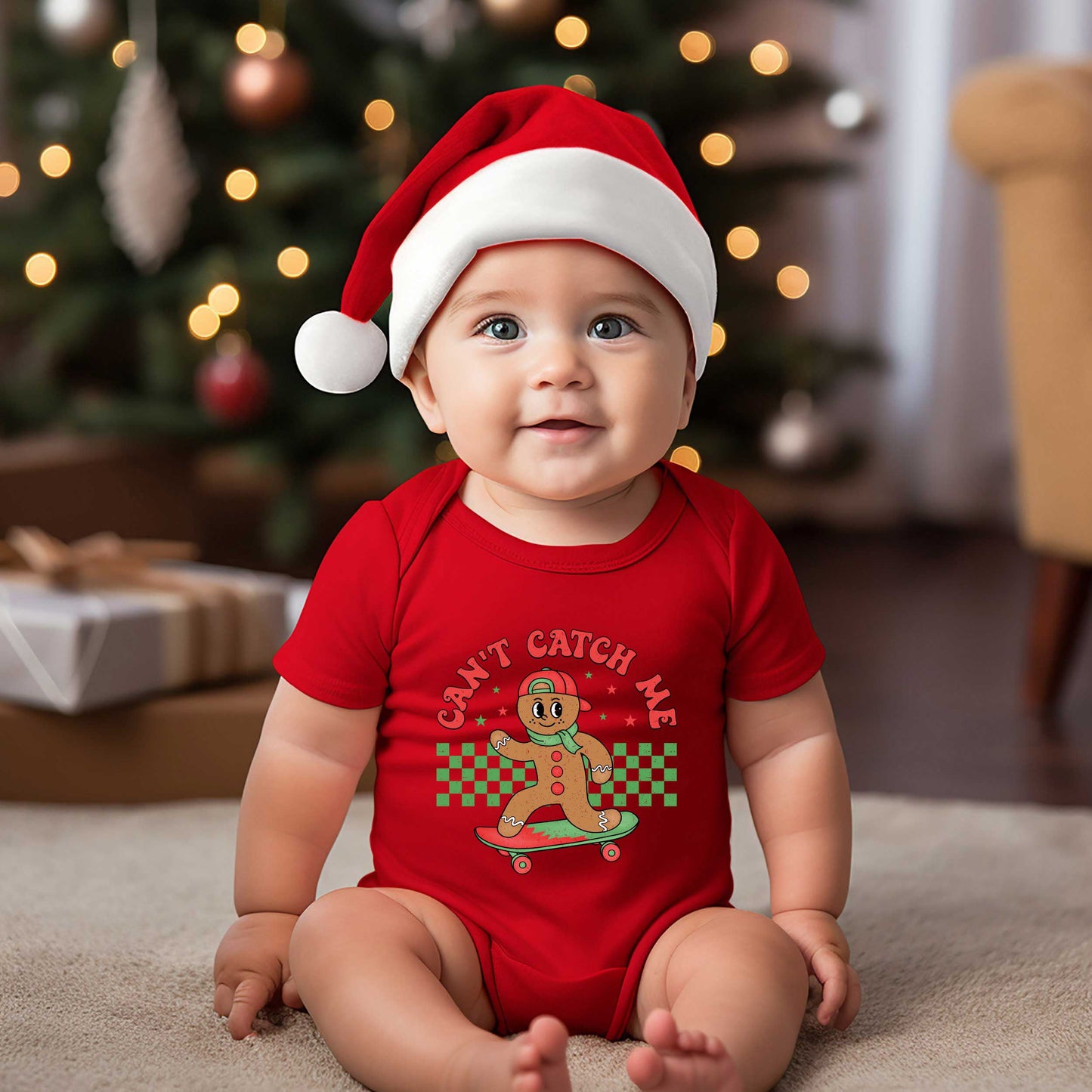 Gingerbread Man Skateboard | Baby Graphic Short Sleeve Bodysuit