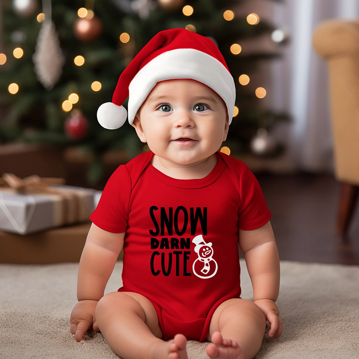 Snow Darn Cute Glitter | Baby Graphic Short Sleeve Bodysuit