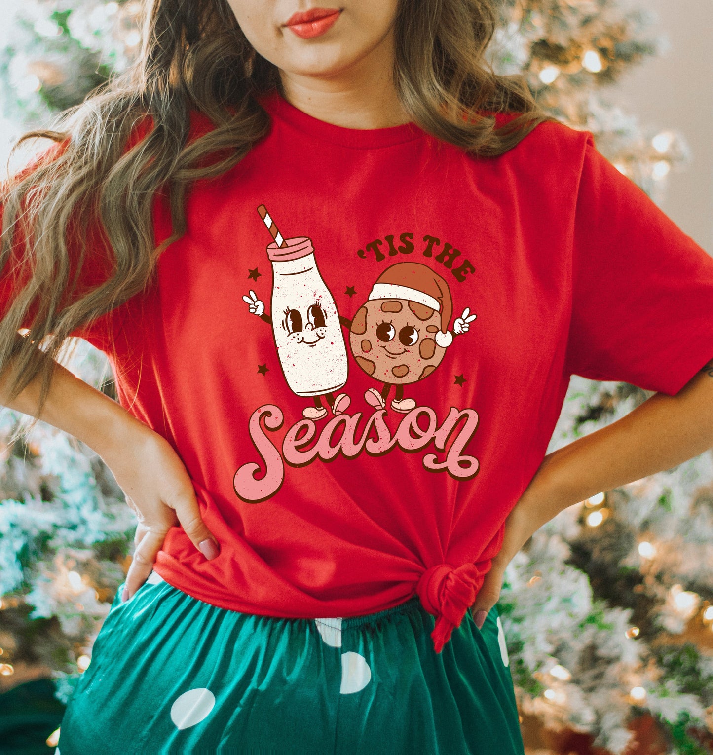 Tis The Season Milk And Cookie | Short Sleeve Crew Neck