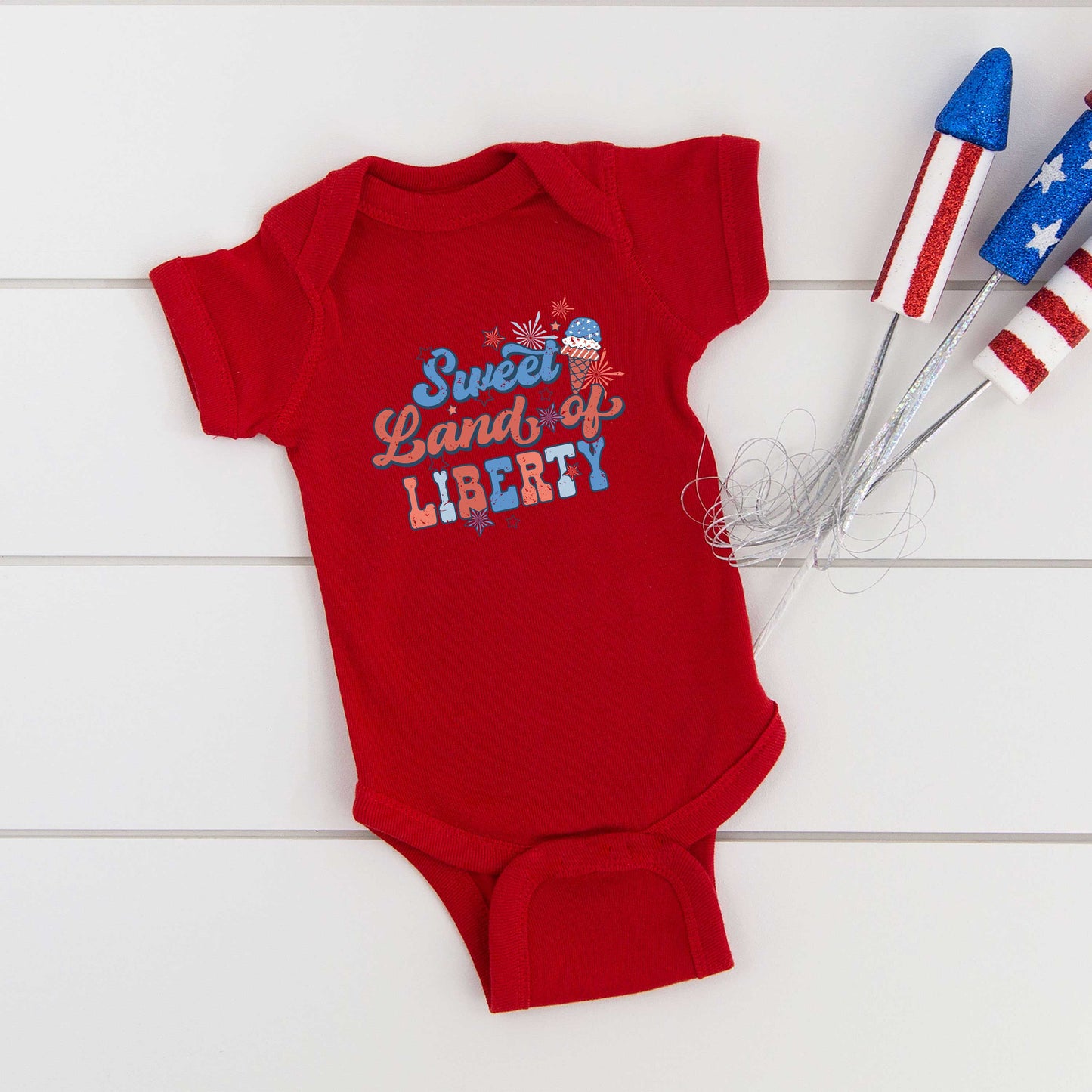 Retro Sweet Land Of Liberty | Baby Graphic Short Sleeve Bodysuit