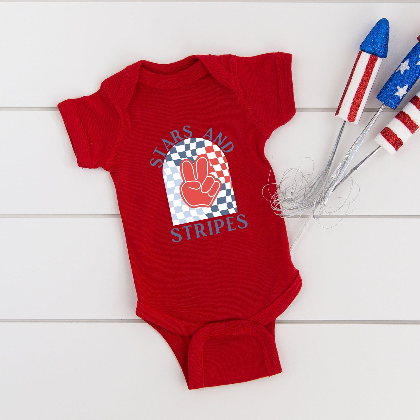 Stars And Stripes Peace | Baby Graphic Short Sleeve Bodysuit