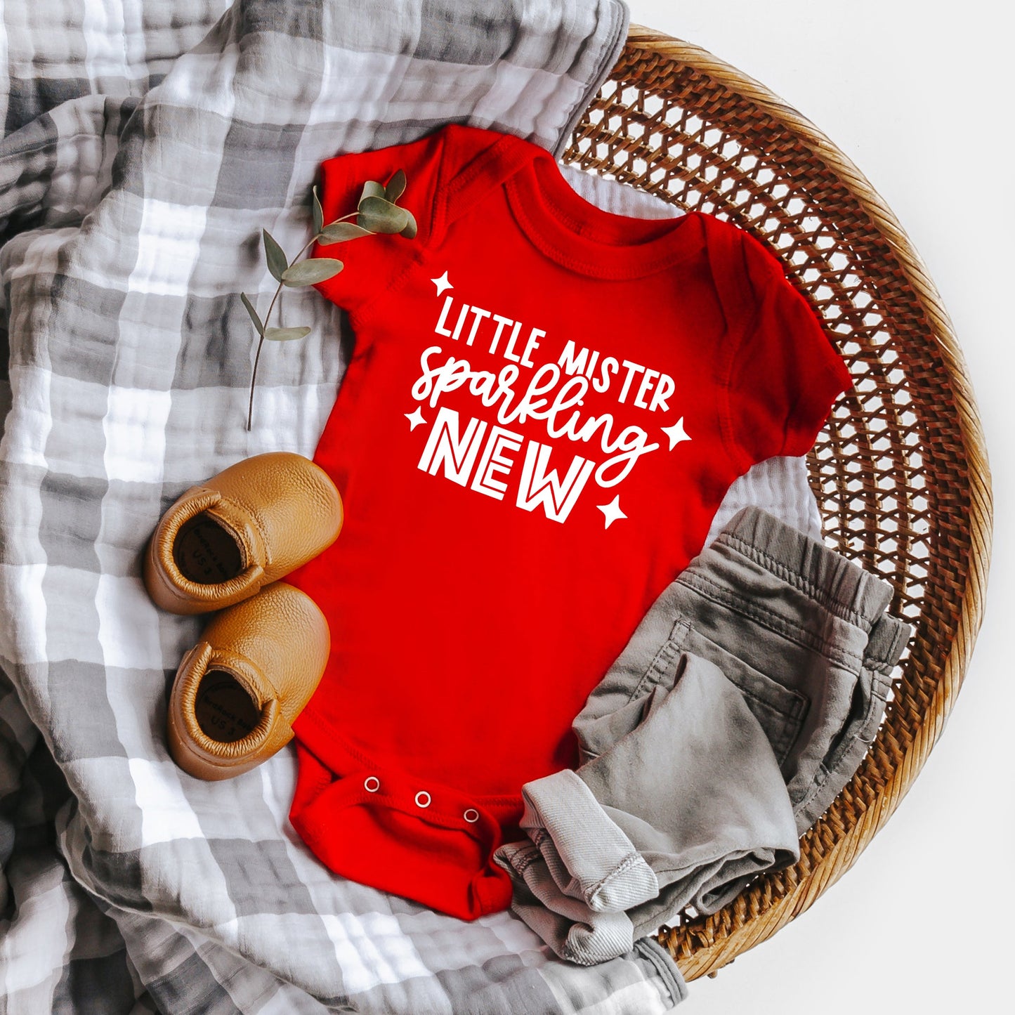 Little Mister Sparkling New | Baby Graphic Short Sleeve Bodysuit