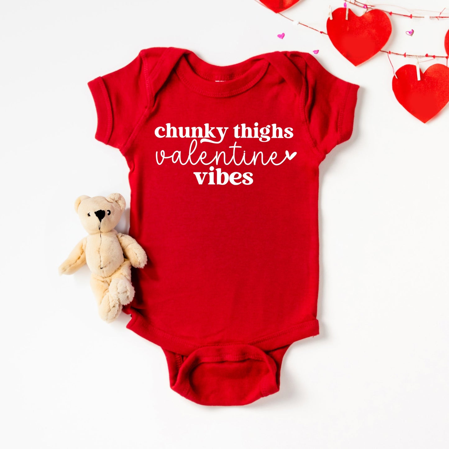 Chunky Thighs Valentine Vibes | Baby Graphic Short Sleeve Bodysuit