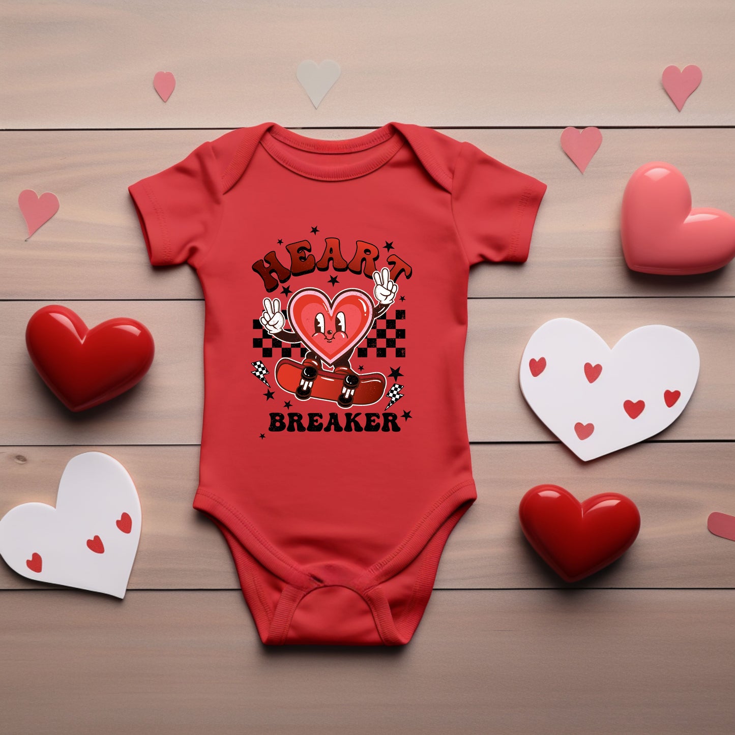 Heart Breaker Skater | Baby Graphic Short Sleeve Bodysuit