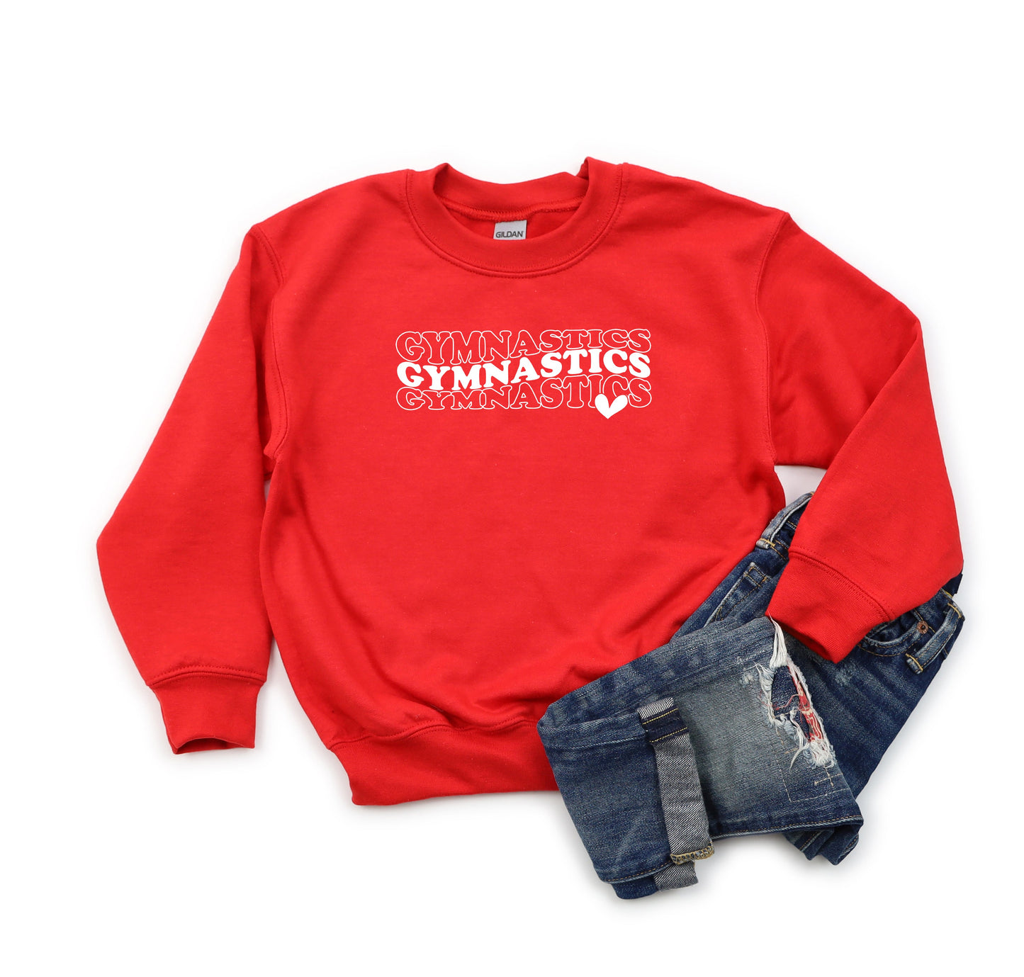 Gymnastics Stacked Heart | Youth Sweatshirt