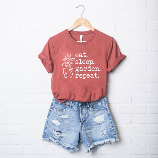 Eat Sleep Garden Repeat | Short Sleeve Graphic Tee
