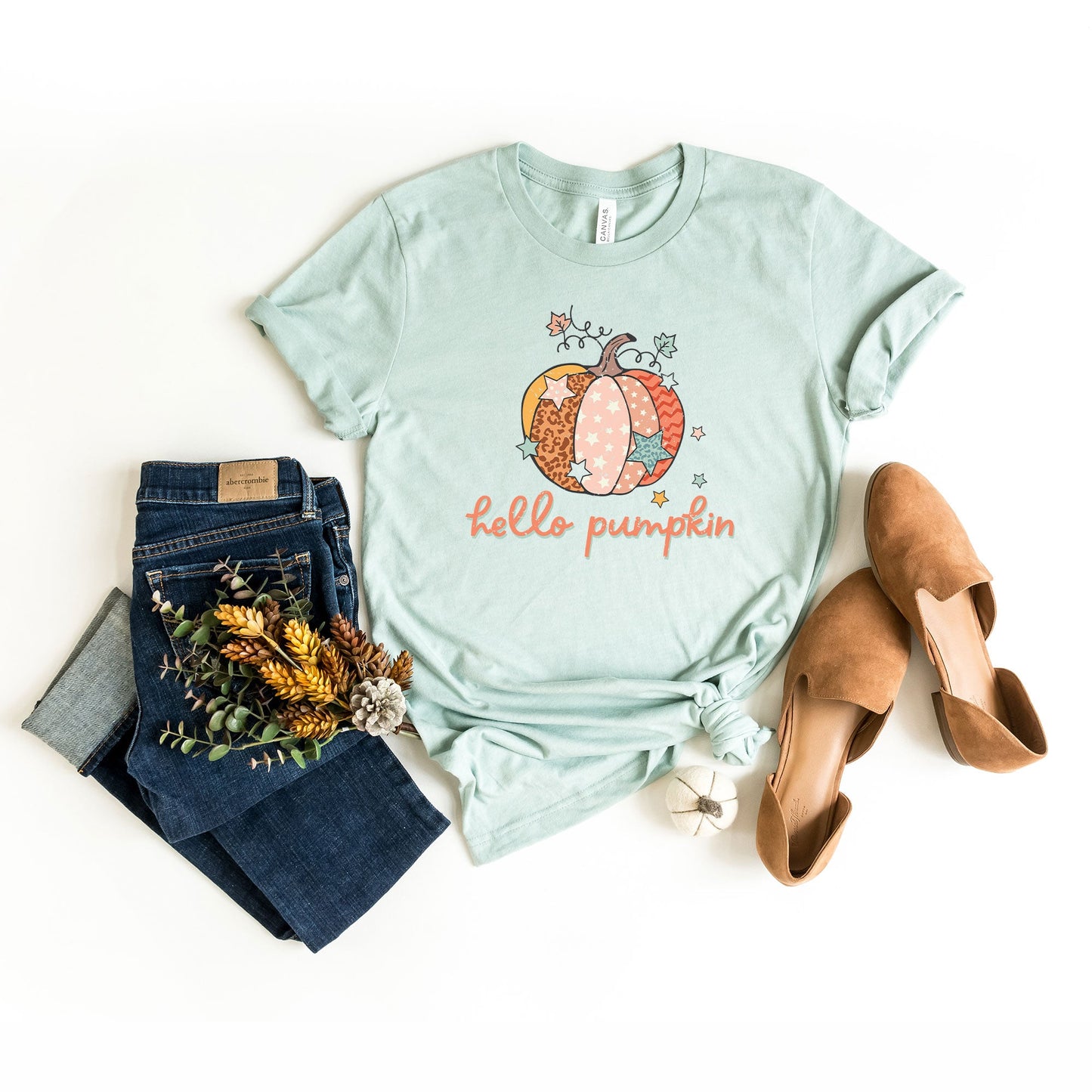 Hello Pumpkin Colorful Stars | Short Sleeve Graphic Tee