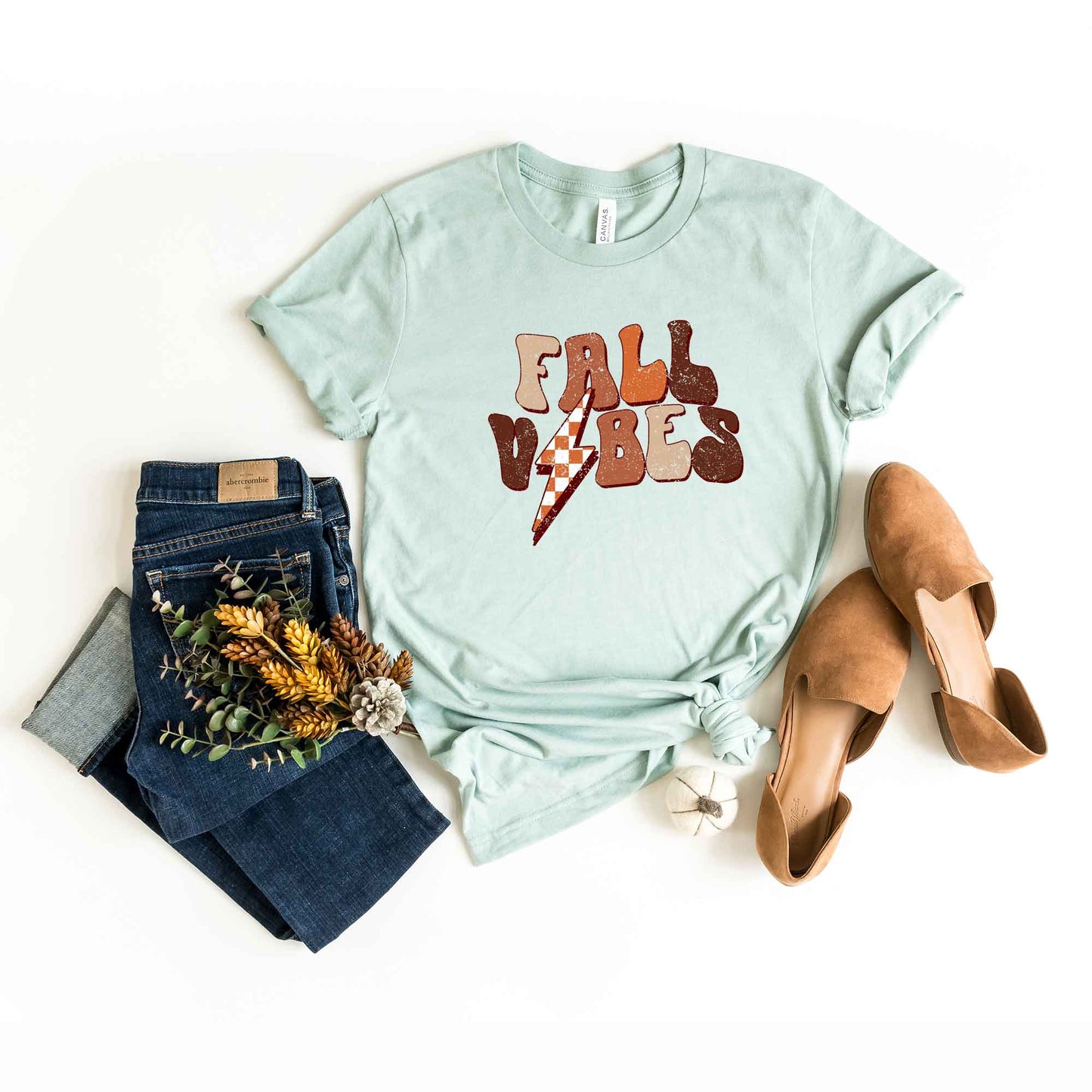 Retro Fall Vibes Wavy | Short Sleeve Crew Neck