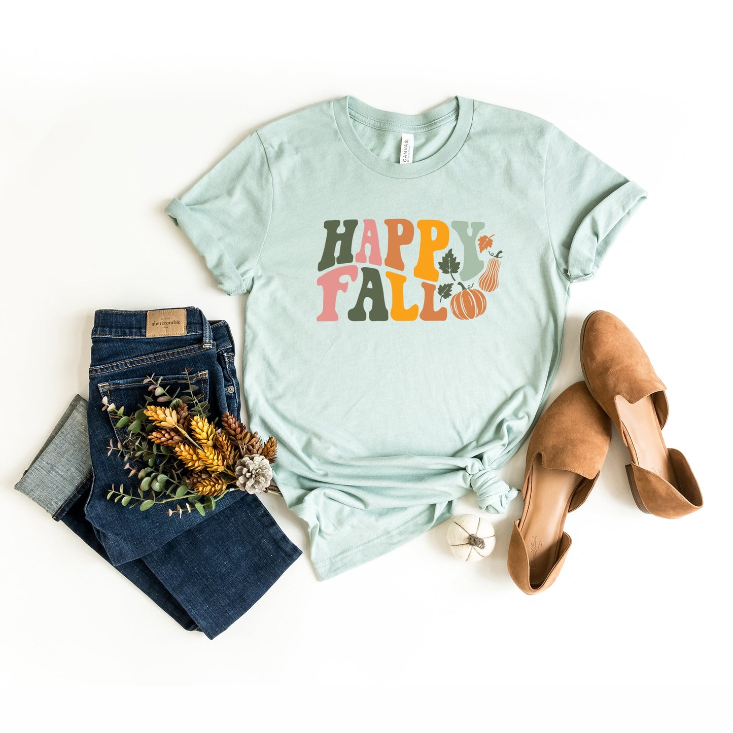 Happy Fall Wavy Pumpkins | Short Sleeve Graphic Tee