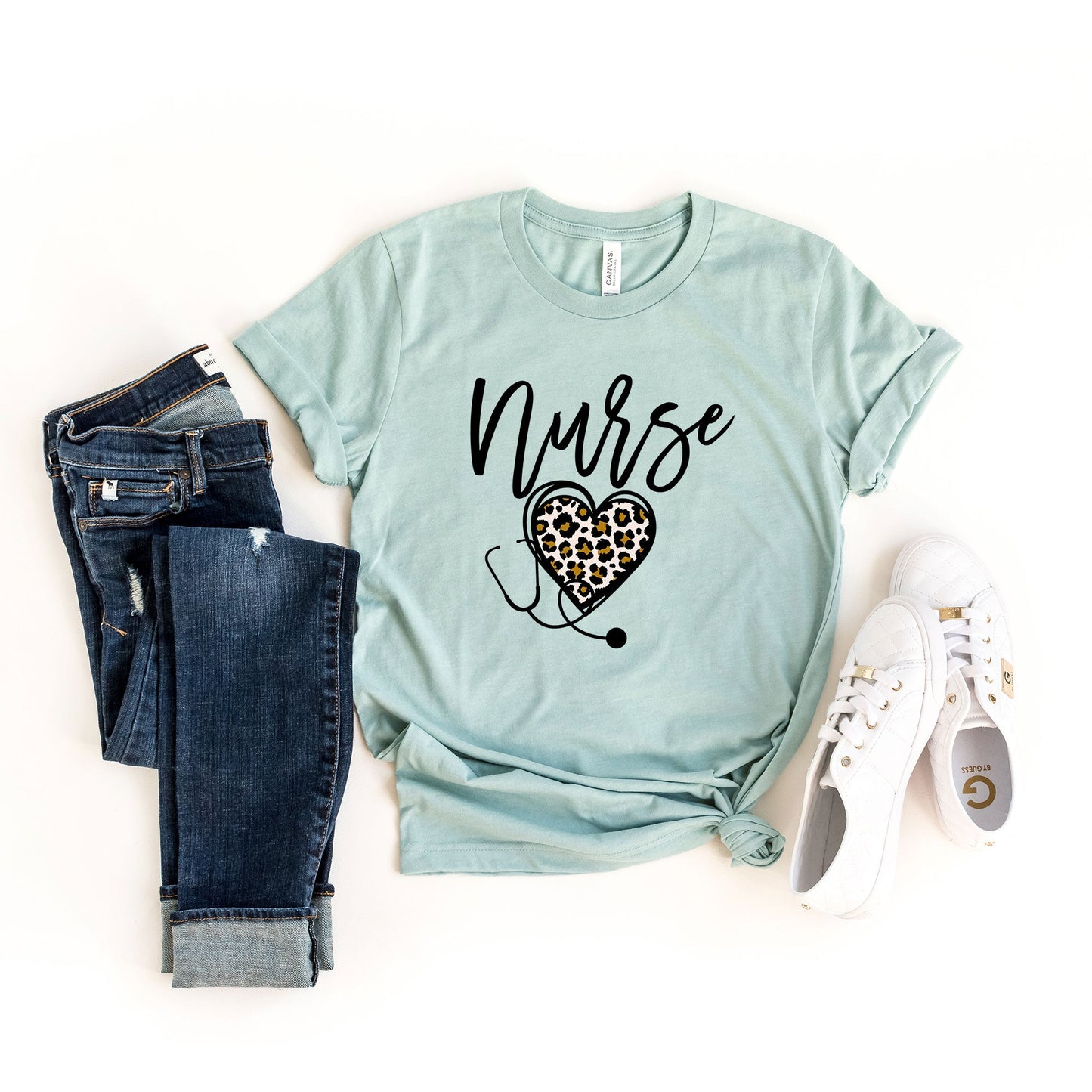 Leopard Nurse Heart | Short Sleeve Graphic Tee