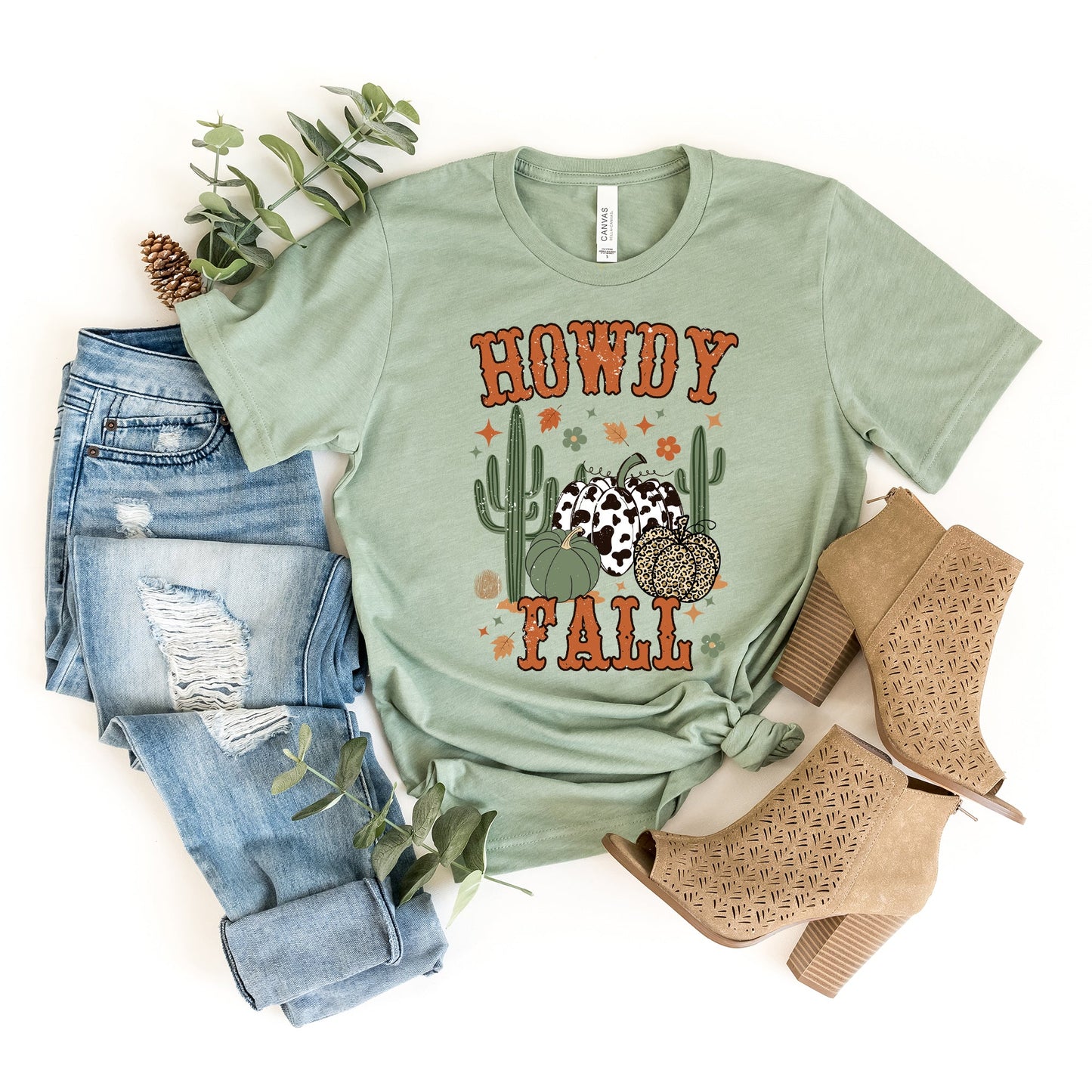 Howdy Fall Cactus | Short Sleeve Crew Neck