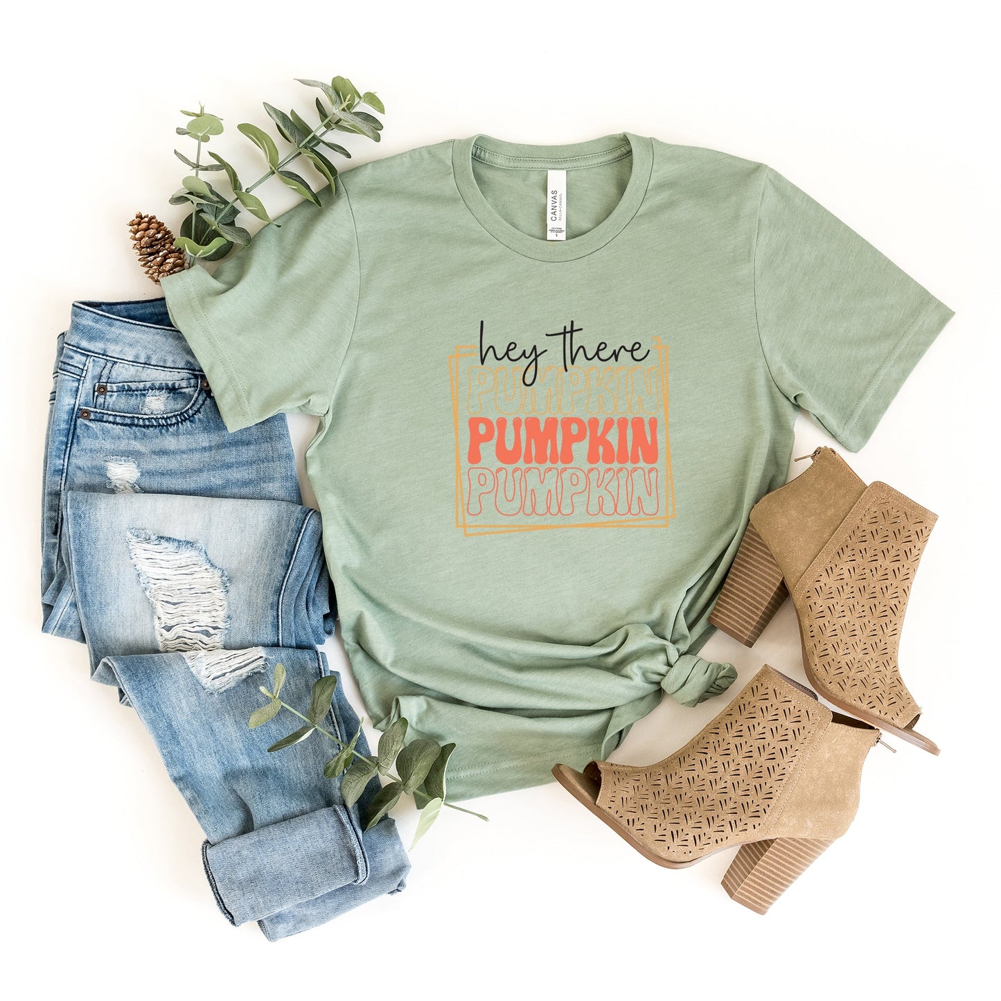 Hey There Pumpkin Stacked | Short Sleeve Crew Neck