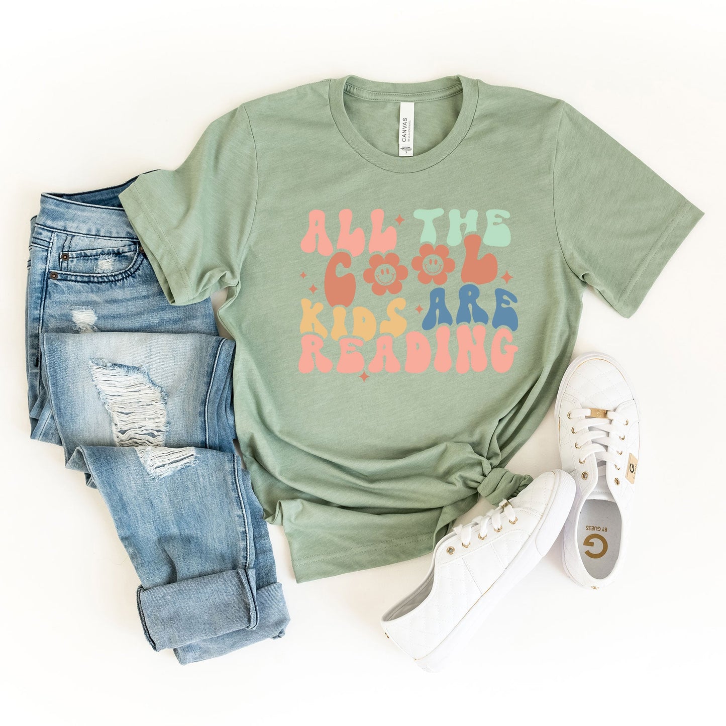 Cool Kids Are Reading Colorful | Short Sleeve Graphic Tee