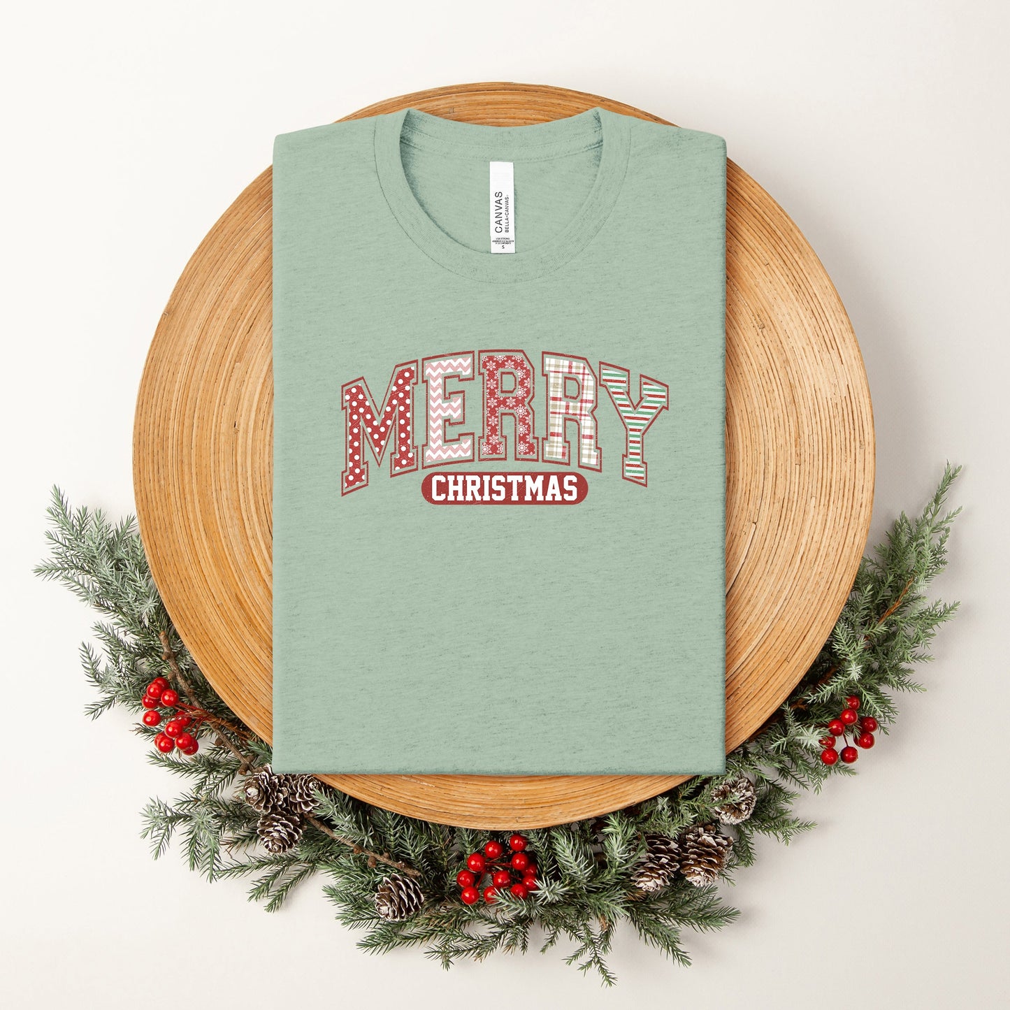 Merry Christmas Varsity | Short Sleeve Crew Neck