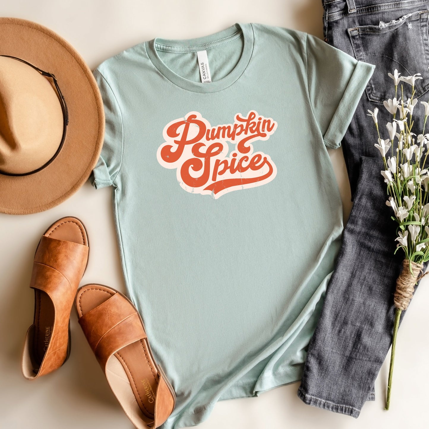 Retro Pumpkin Spice Words | Short Sleeve Graphic Tee