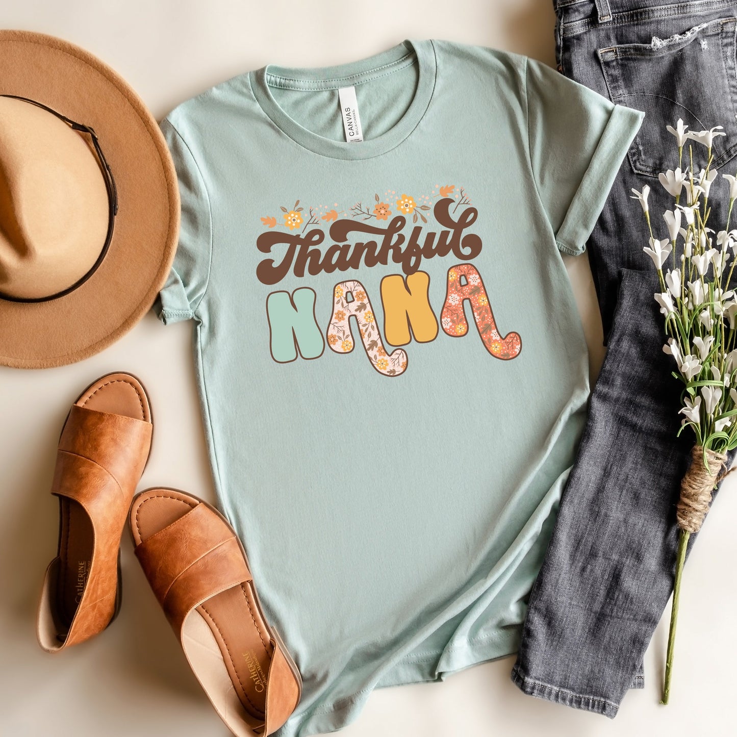 Thankful Nana Floral | Short Sleeve Graphic Tee