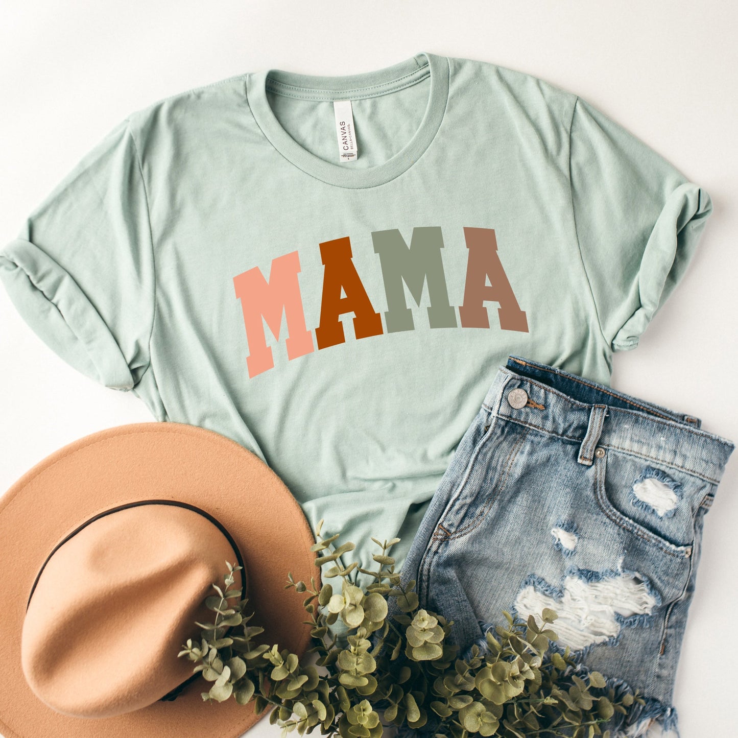 Mama Block Colorful | Short Sleeve Crew Neck
