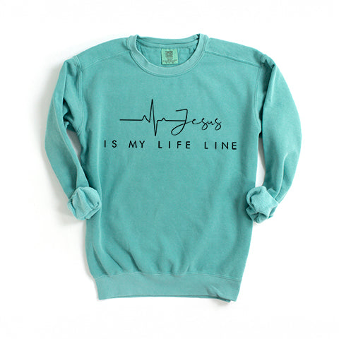 Jesus Is My Life Line | Garment Dyed Sweatshirt