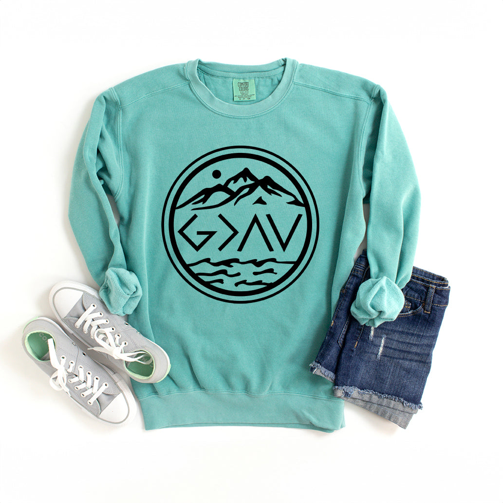 God Is Greater Circle | Garment Dyed Sweatshirt