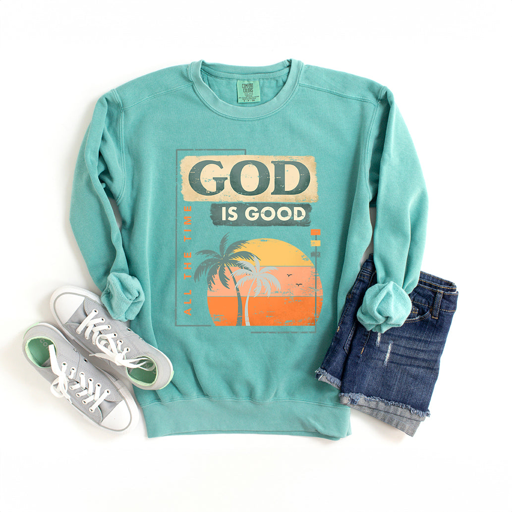 God Is Good Sunset | Garment Dyed Sweatshirt