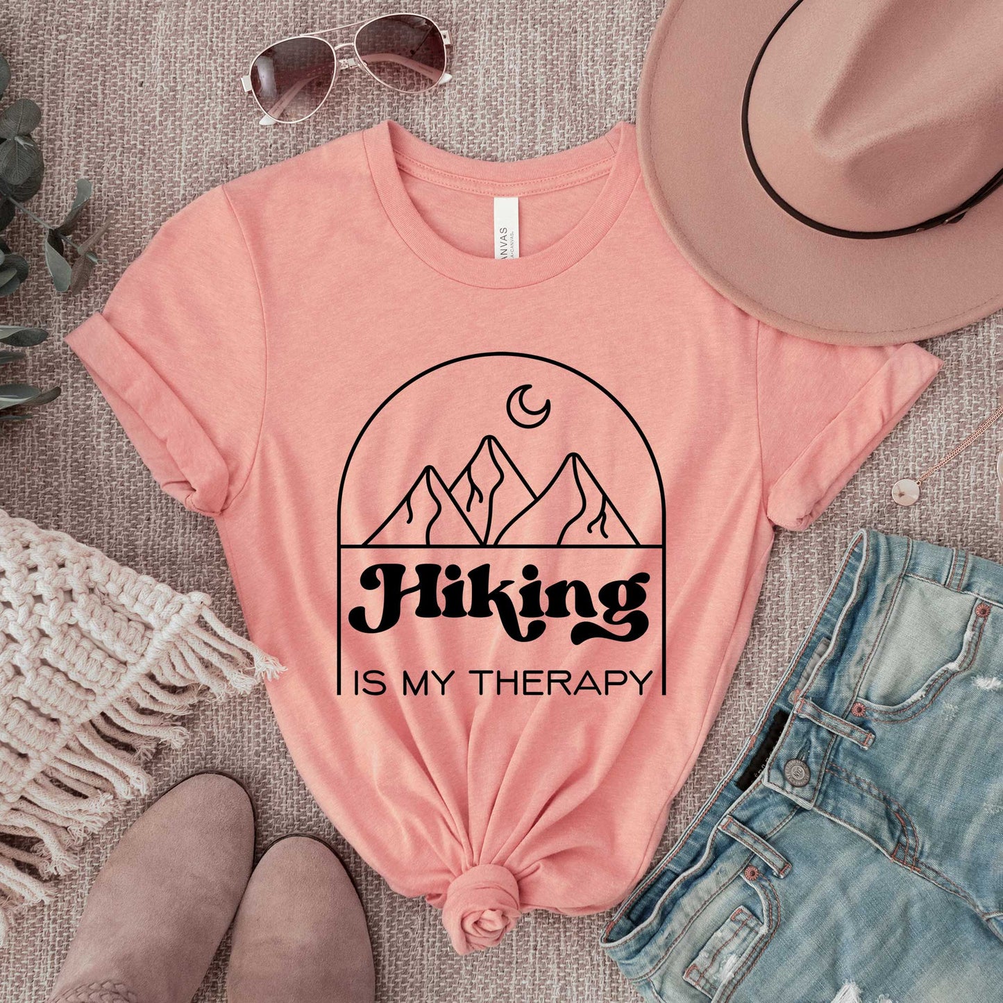 Hiking Is My Therapy Moon | Short Sleeve Graphic Tee