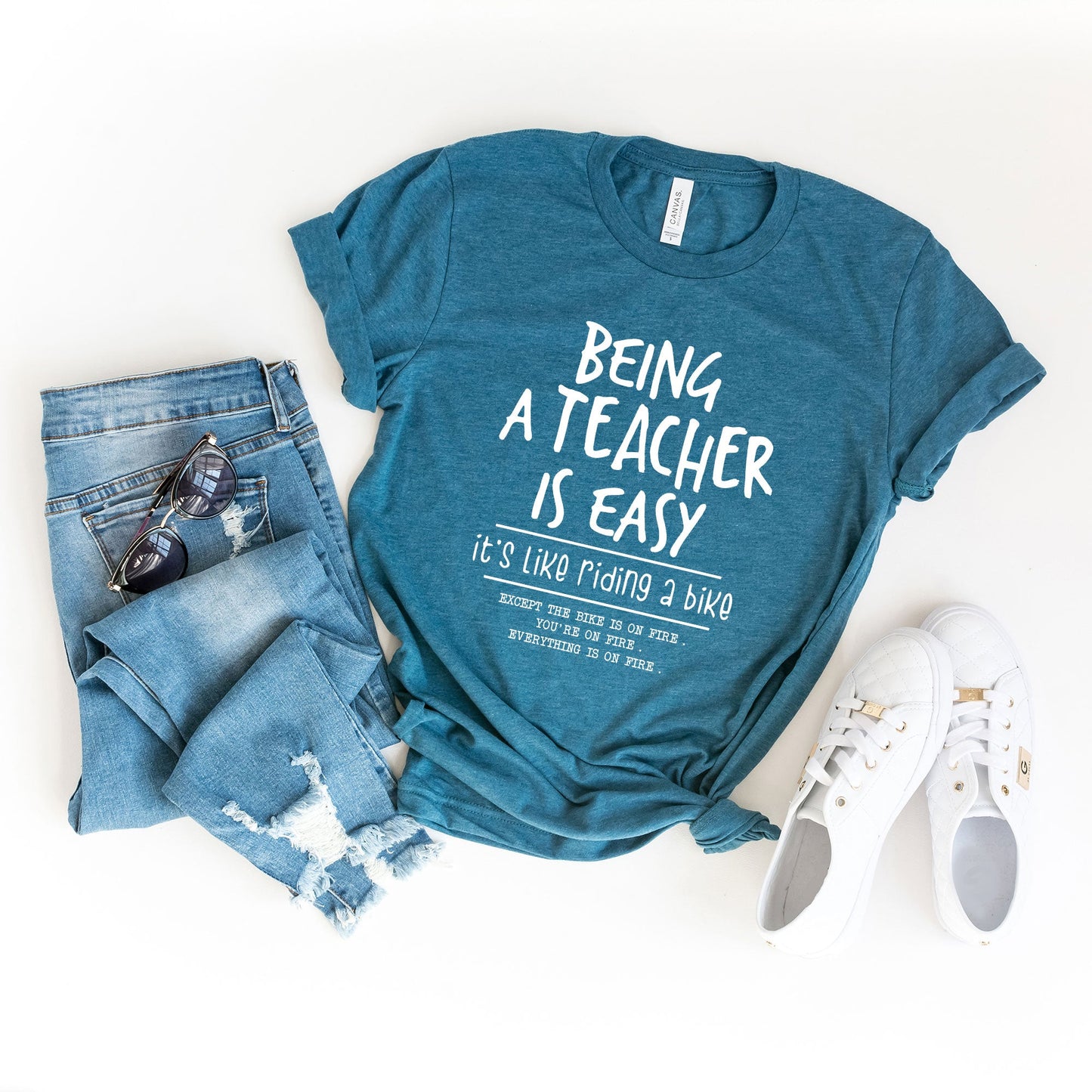 Being A Teacher Is Easy | Short Sleeve Crew Neck