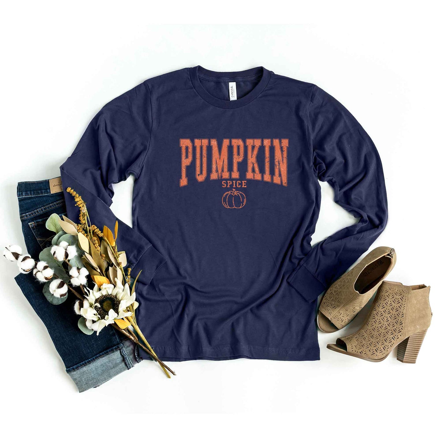 Pumpkin Spice Varsity |  Long Sleeve Crew Neck