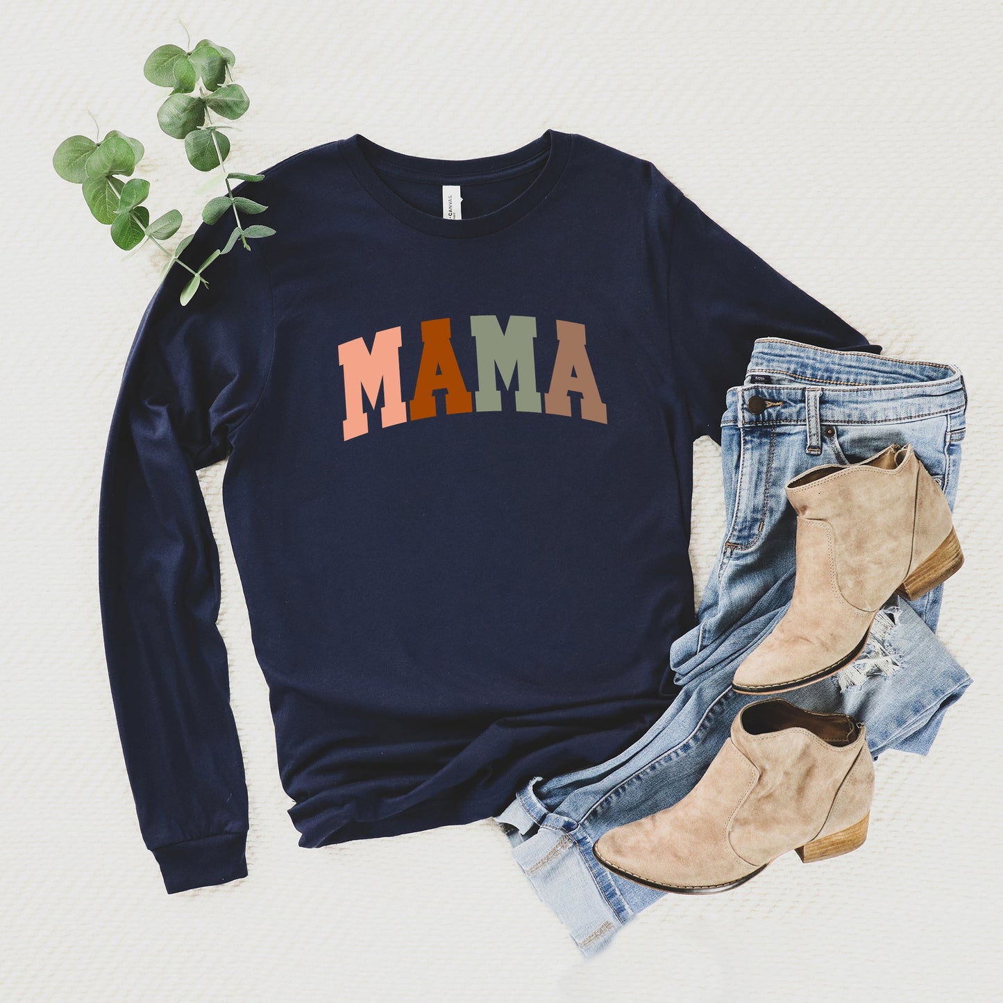 Mama Block Colorful | Long Sleeve Crew Neck