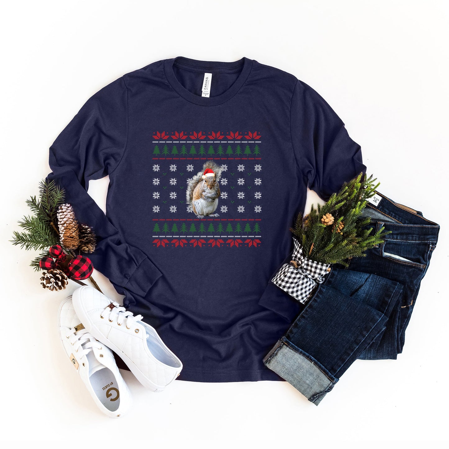 Ugly Sweater Squirrel | Long Sleeve Crew Neck