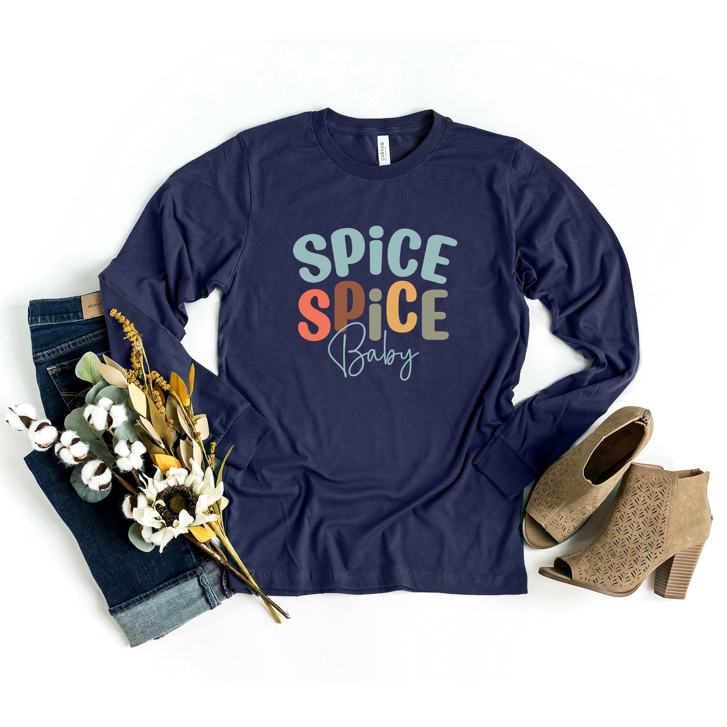 Spice Spice Baby Cursive | Long Sleeve Crew Neck