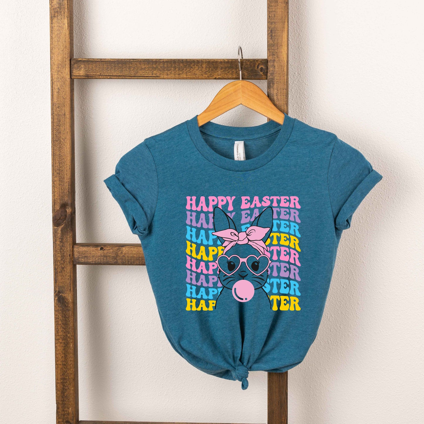 Bubble Gum Bunny Wavy | Youth Short Sleeve Crew Neck