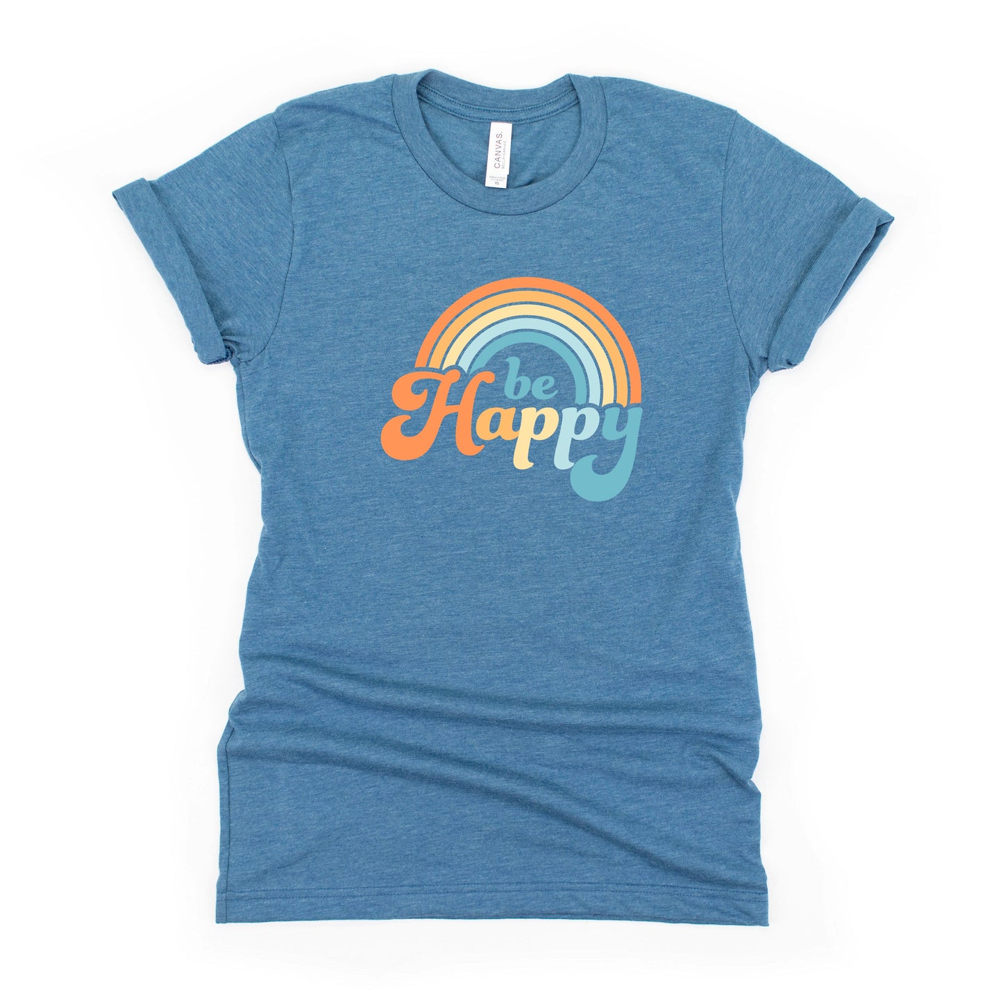 Retro Be Happy Rainbow | Youth Short Sleeve Crew Neck