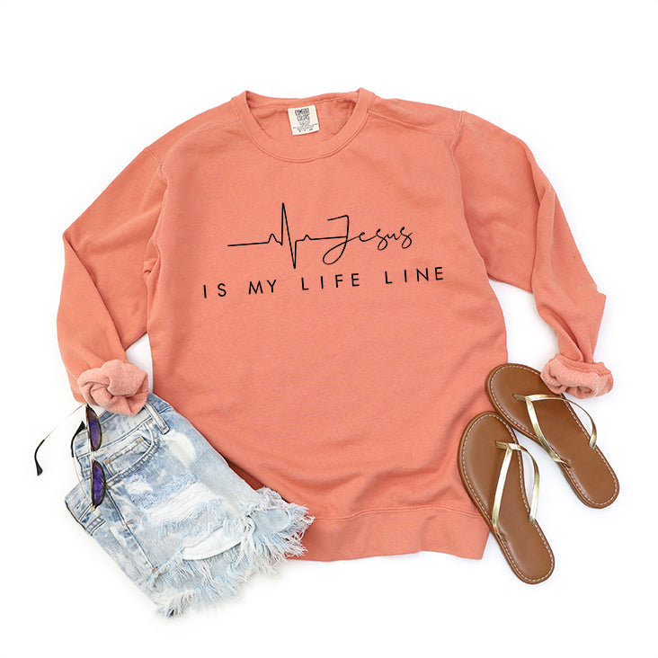 Jesus Is My Life Line | Garment Dyed Sweatshirt