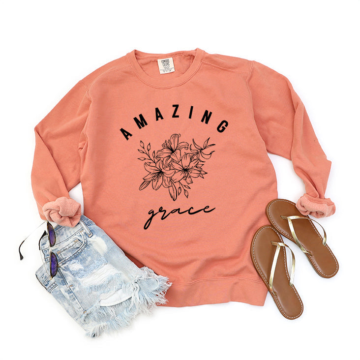 Floral Amazing Grace | Garment Dyed Sweatshirt