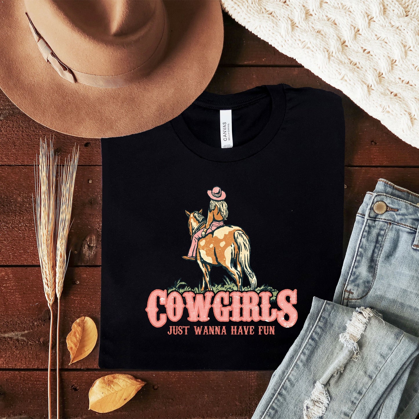 Retro Cowgirls Just Wanna Have Fun | Short Sleeve Graphic Tee