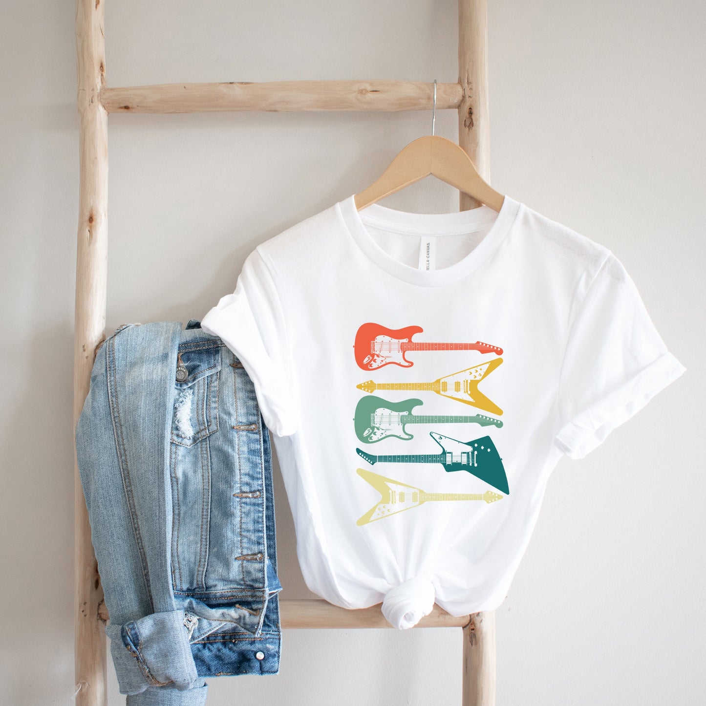 Colorful Electric Guitar Stacked | Short Sleeve Graphic Tee