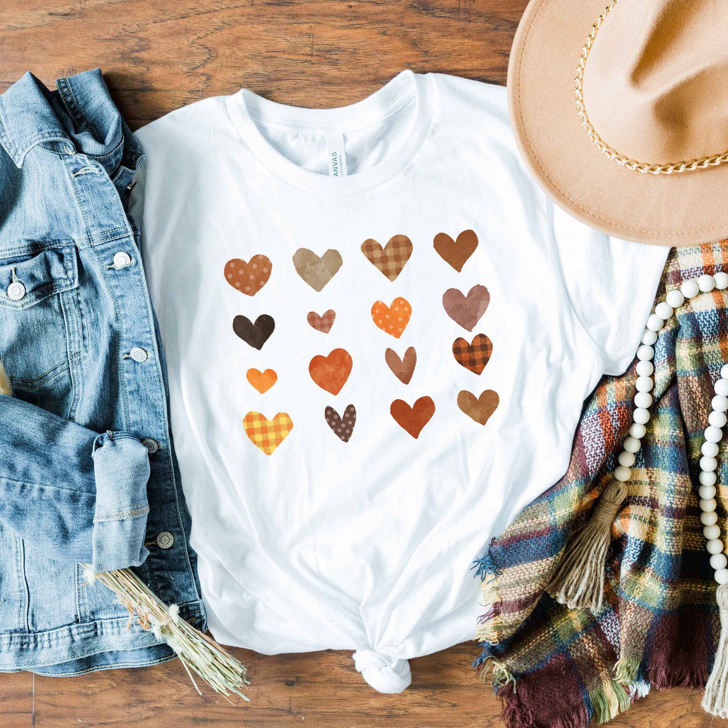 Fall Plaid Hearts | Short Sleeve Graphic Tee