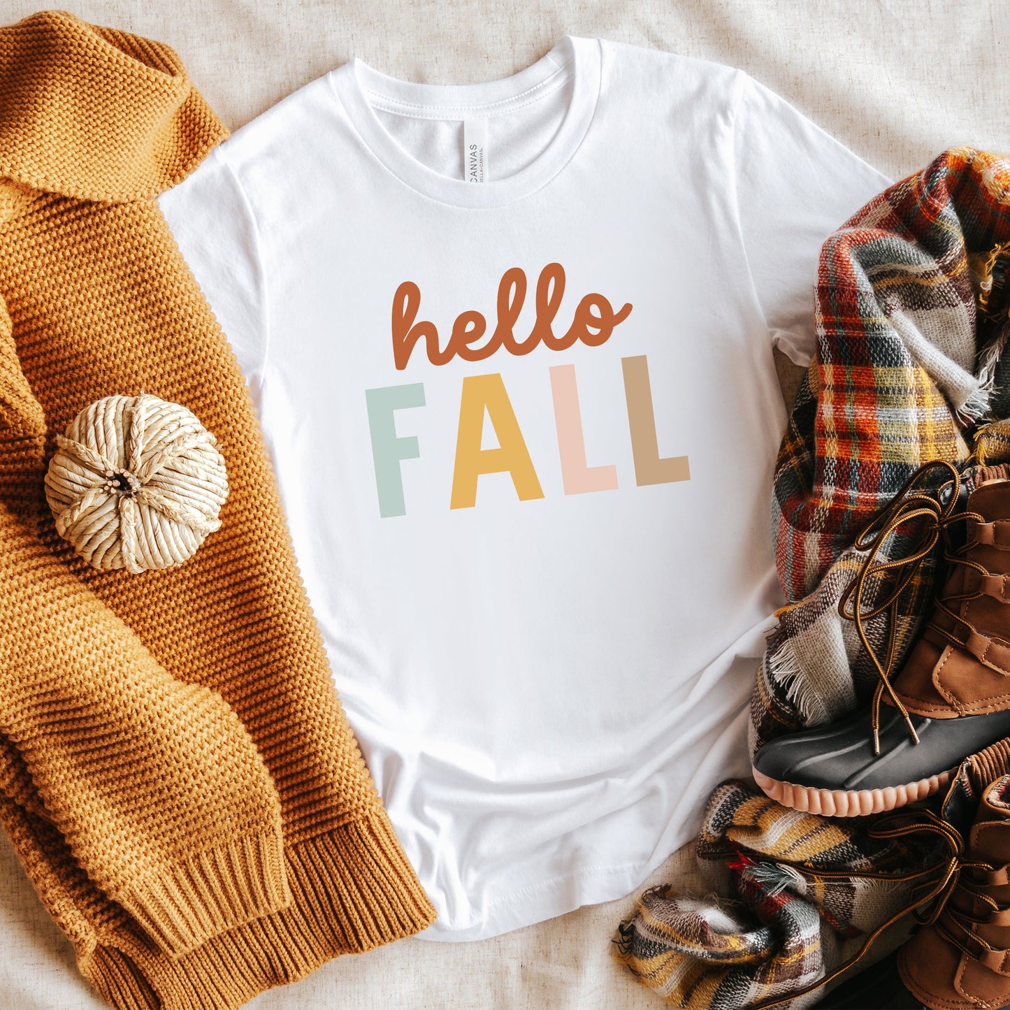 Hello Fall Colorful | Short Sleeve Graphic Tee