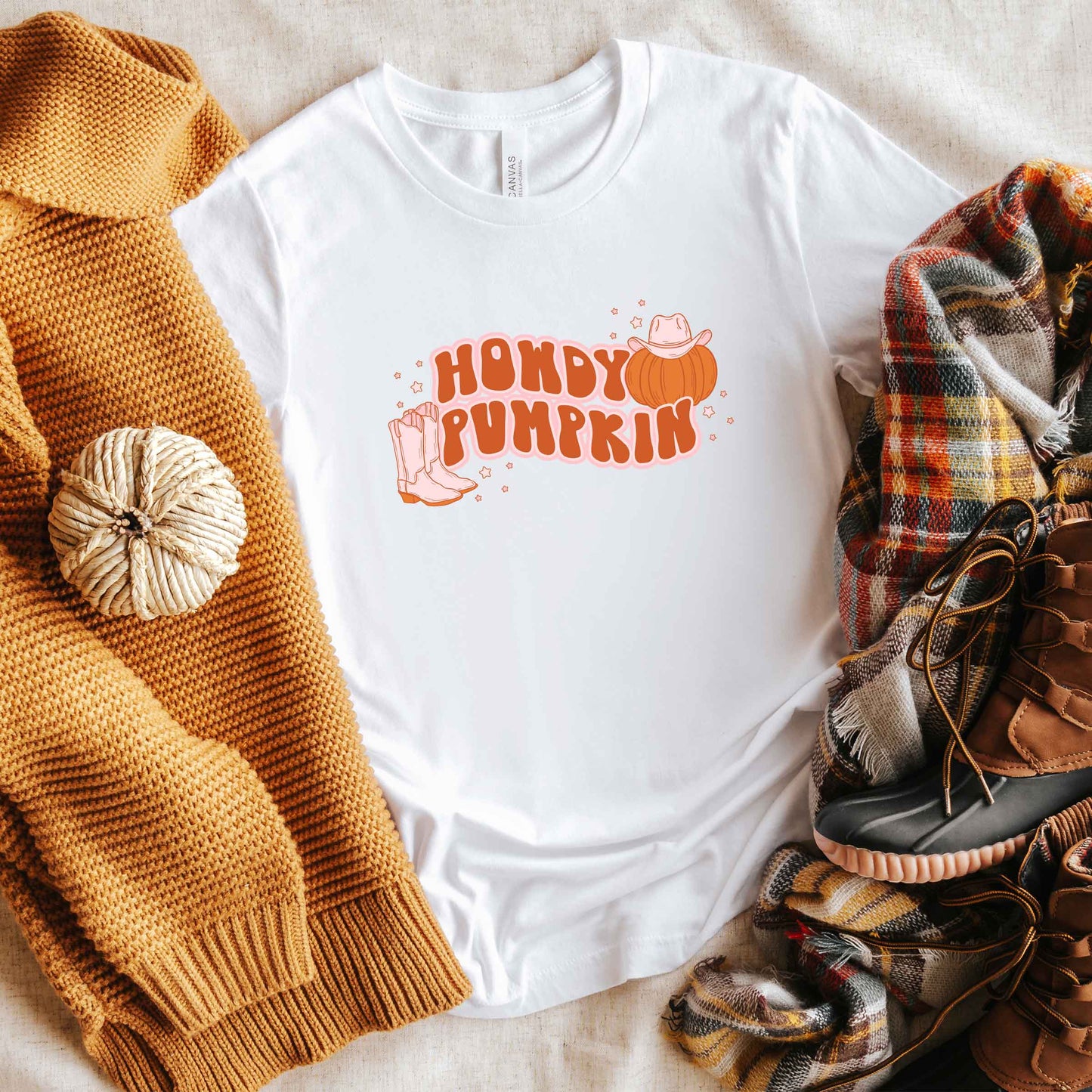 Howdy Pumpkin Boots | Short Sleeve Crew Neck
