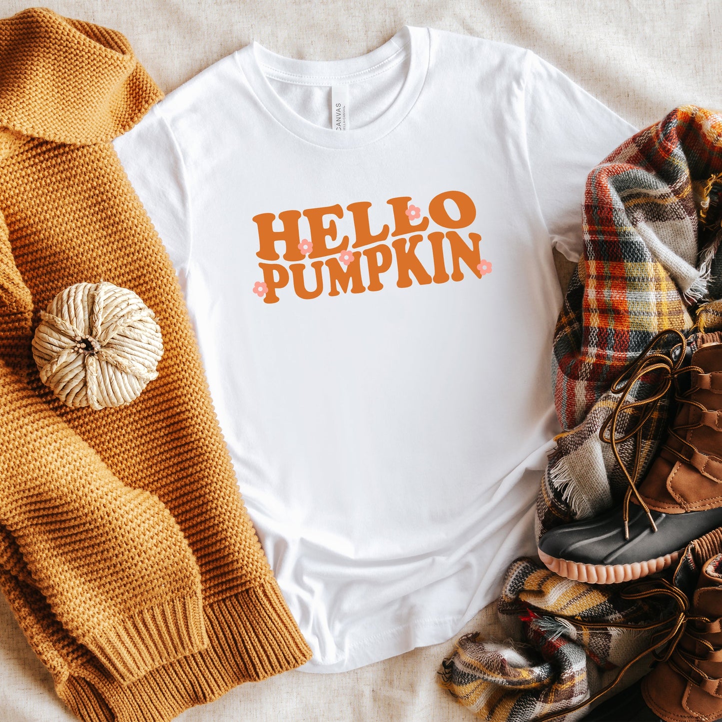 Hello Pumpkin Flowers | Short Sleeve Graphic Tee