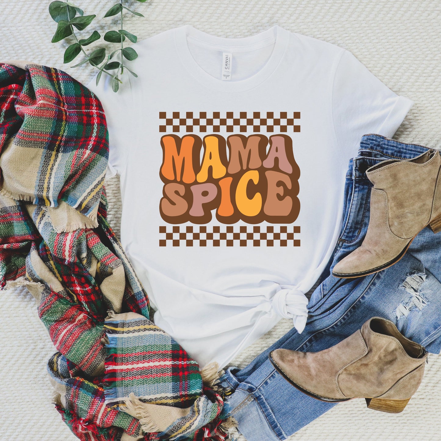 Mama Spice Checkered | Short Sleeve Crew Neck