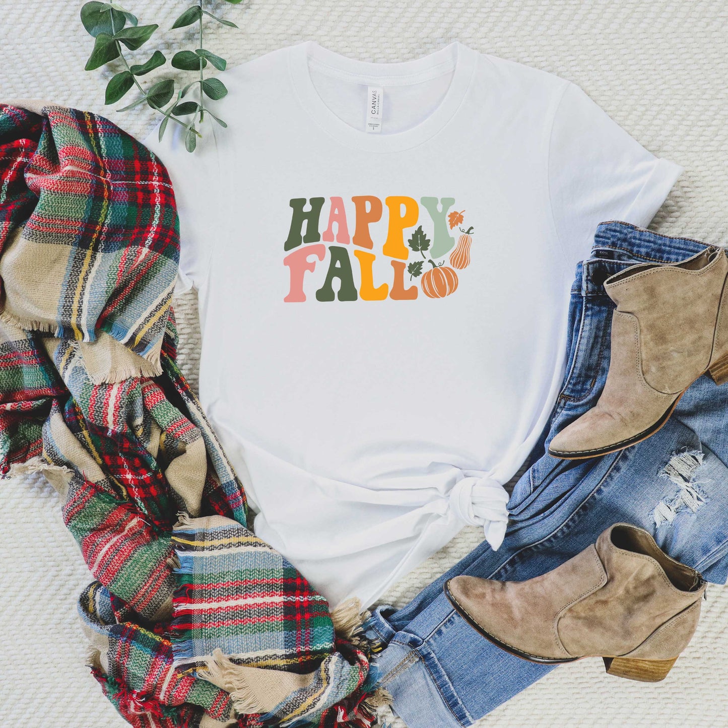 Happy Fall Wavy Pumpkins | Short Sleeve Graphic Tee