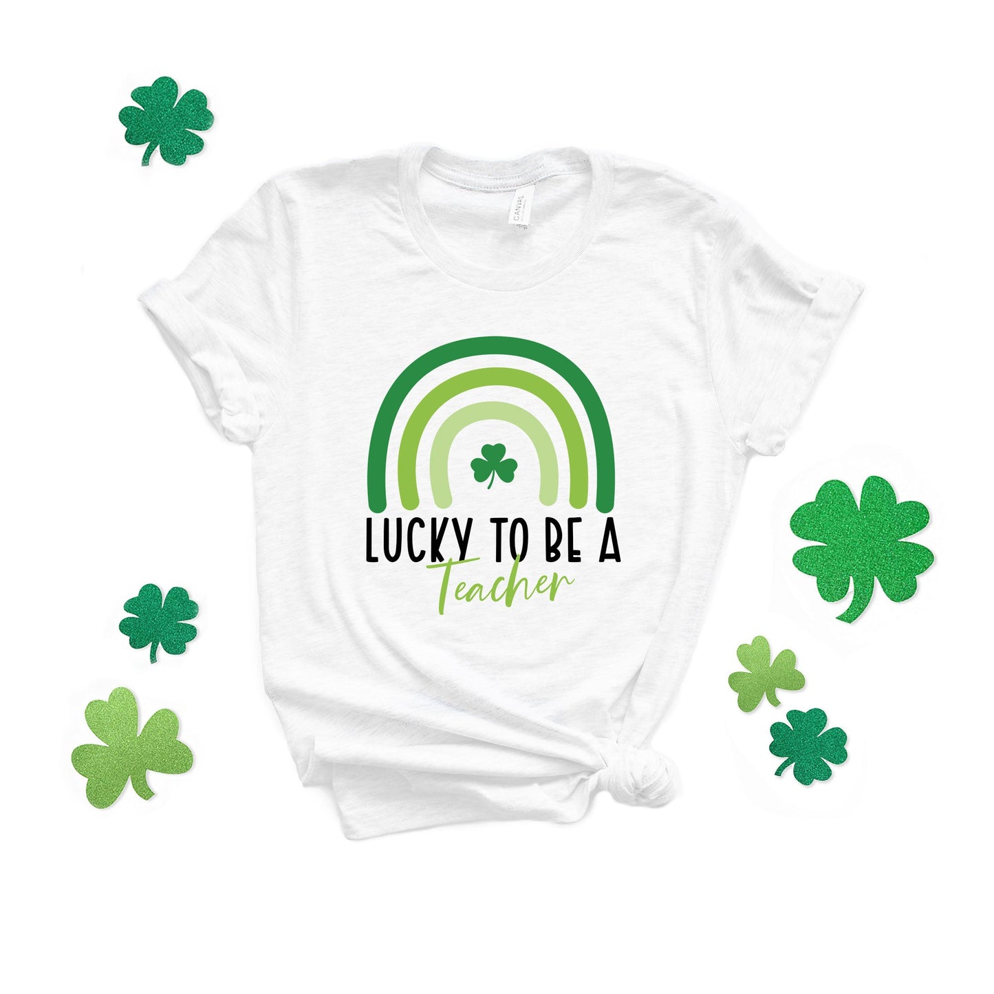 Lucky To Be A Teacher Solid Rainbow | Short Sleeve Graphic Tee | St. Patrick's