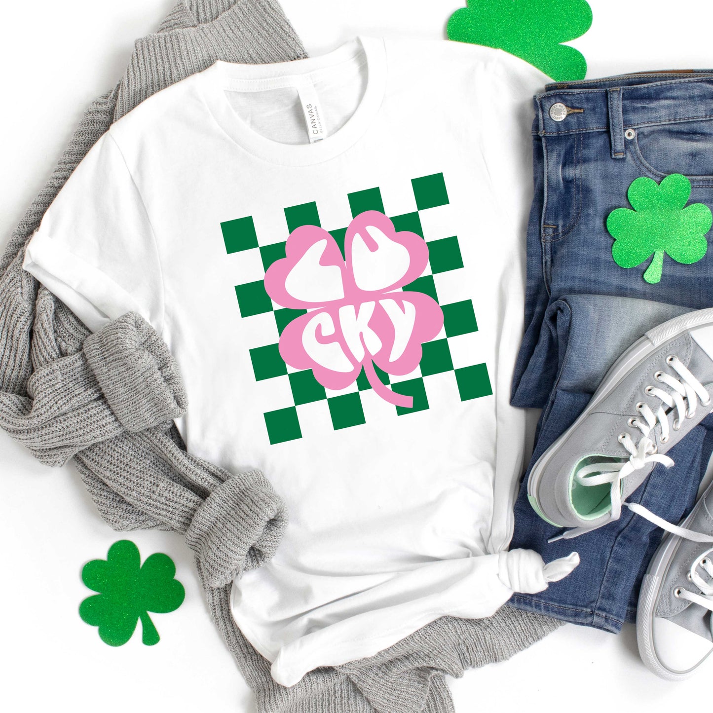 Lucky Clover Checkered | Short Sleeve Graphic Tee