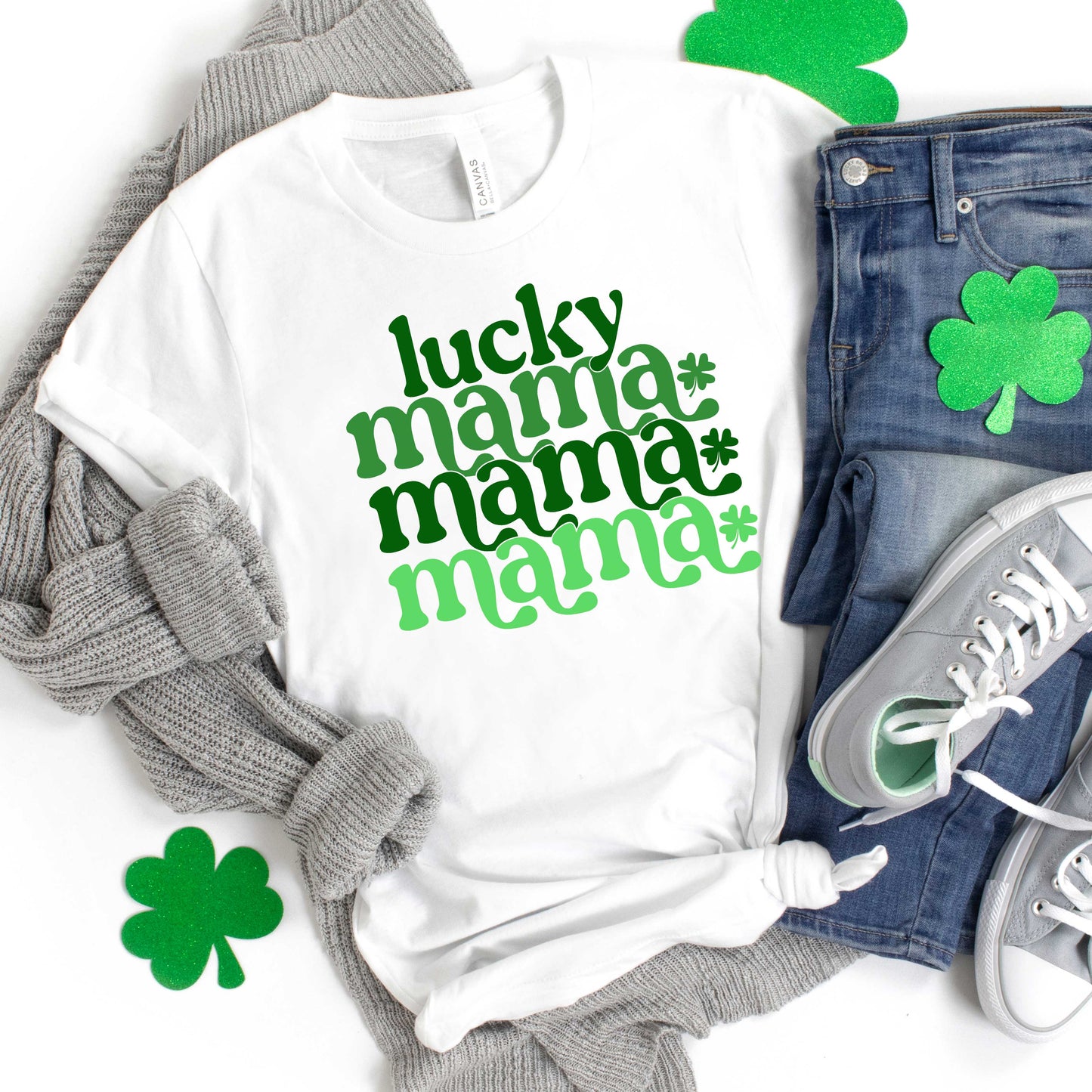 Lucky Mama Clovers Stacked | Short Sleeve Graphic Tee